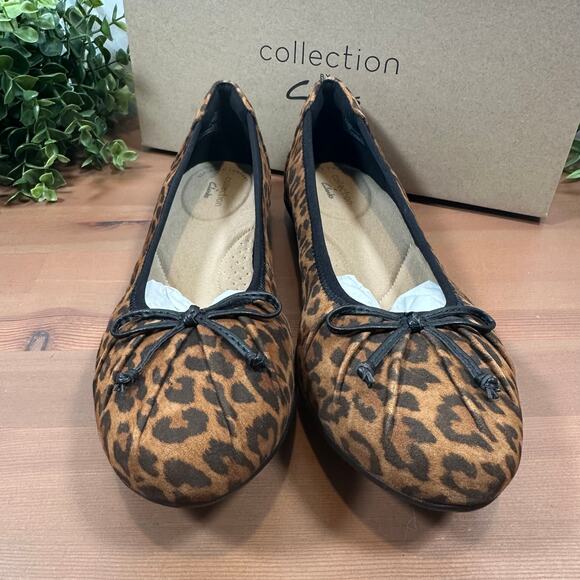 Clarks Collection Sara Aster Leopard Leather Ballet Flats Wide Width Size 7.5 - Picture 4 of 9